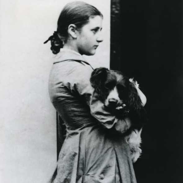Potter at fifteen years with her springer spaniel, Spot